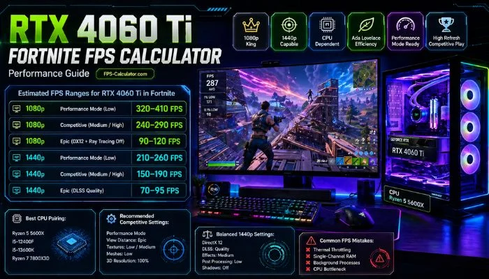 RTX 4060 Ti Fortnite FPS benchmark